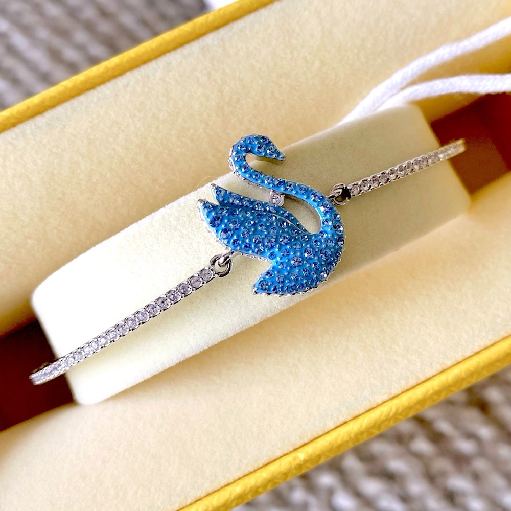 Swarovski Blue Swan Bolo Bangle Bracelet - Picture 8 of 11